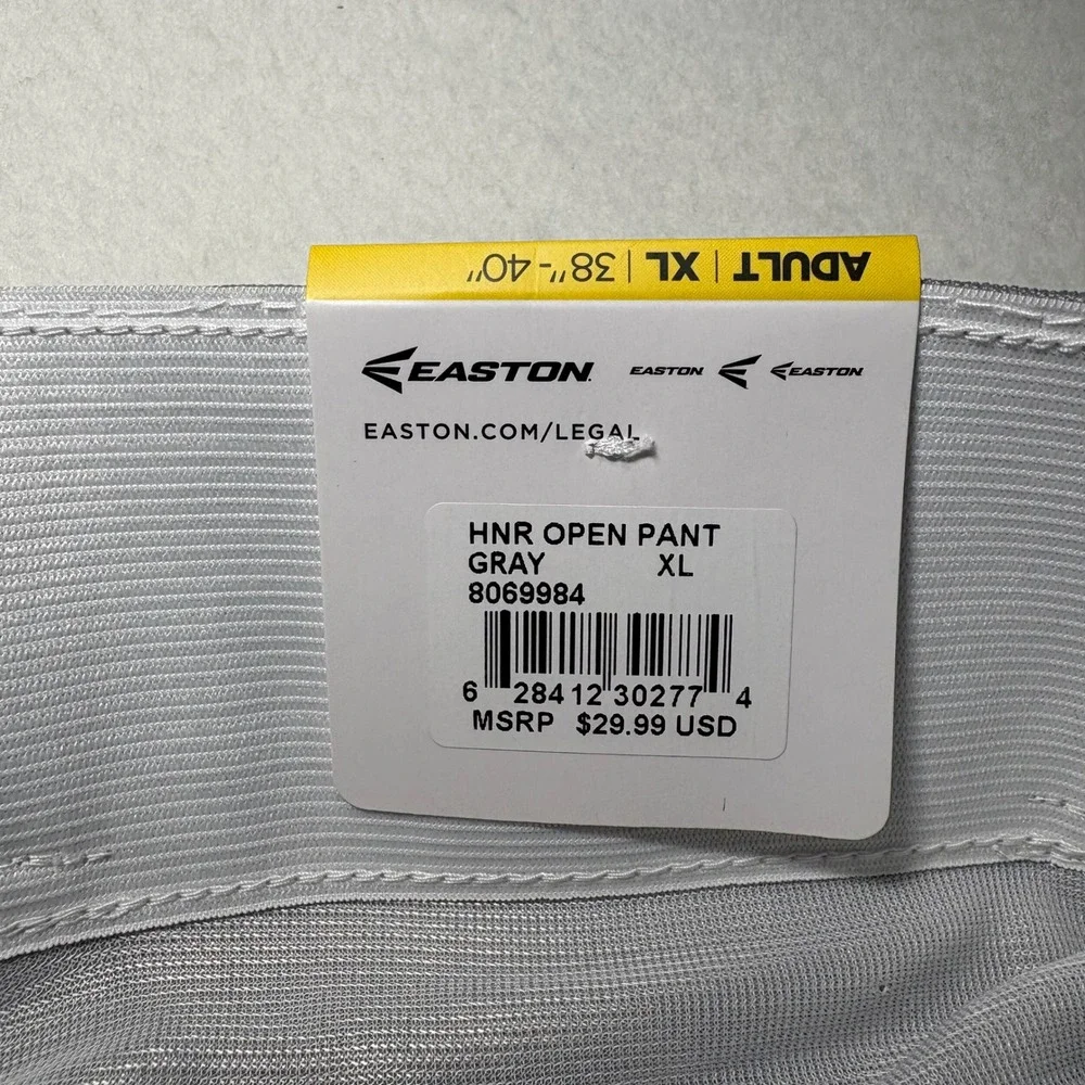 Easton HNR‎ Open Bottom Baseball Pants Mens XL Gray 8069984 New